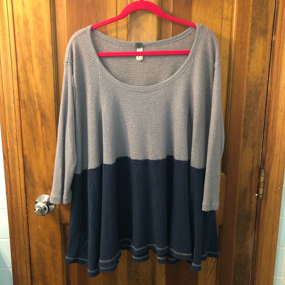 Free People color block waffle tee